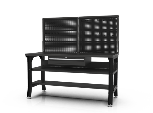 MESA DE TRABAJO INDUSTRIAL CON CAJÓN Y TABLERO